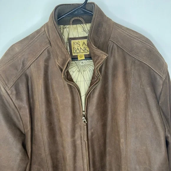 Jos. A. Bank Brown Leather Bomber Jacket